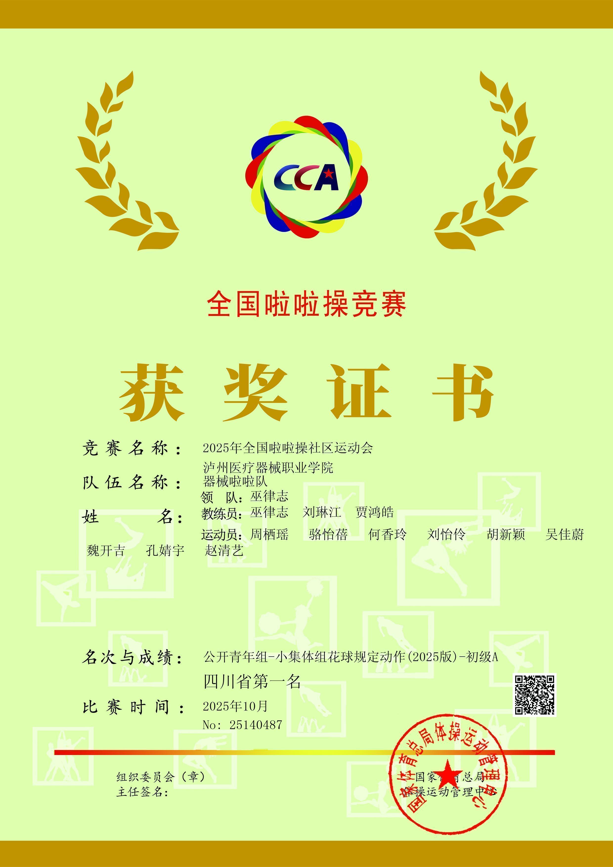 喜報：瀘州醫(yī)療器械職業(yè)學院在全國啦啦操競賽中斬獲優(yōu)勝獎